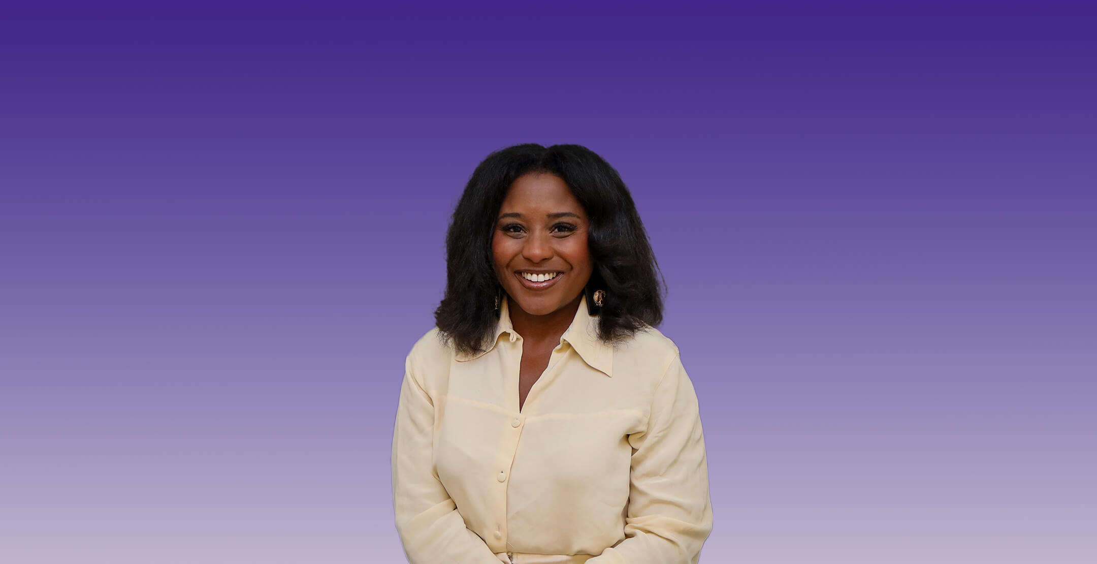 Dr. Jennifer Caldwell against a purple background