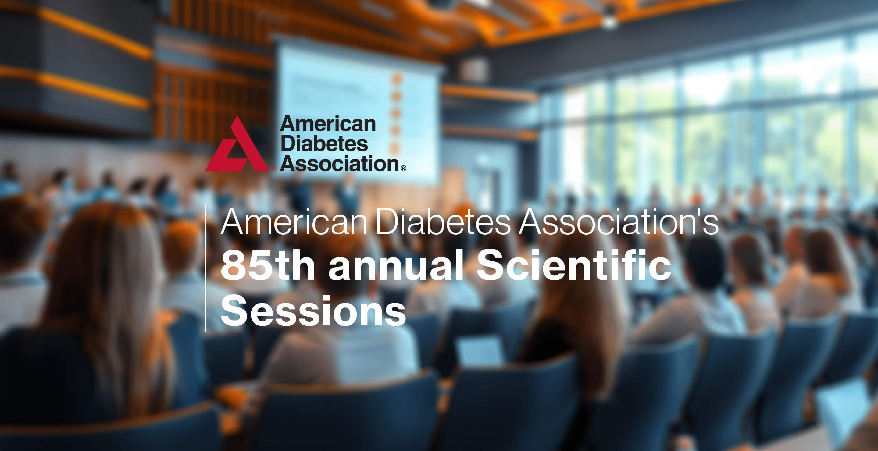 A crowd of seated session participants observing a presentation with "ADA Scientific Sessions" overlaid on the image.